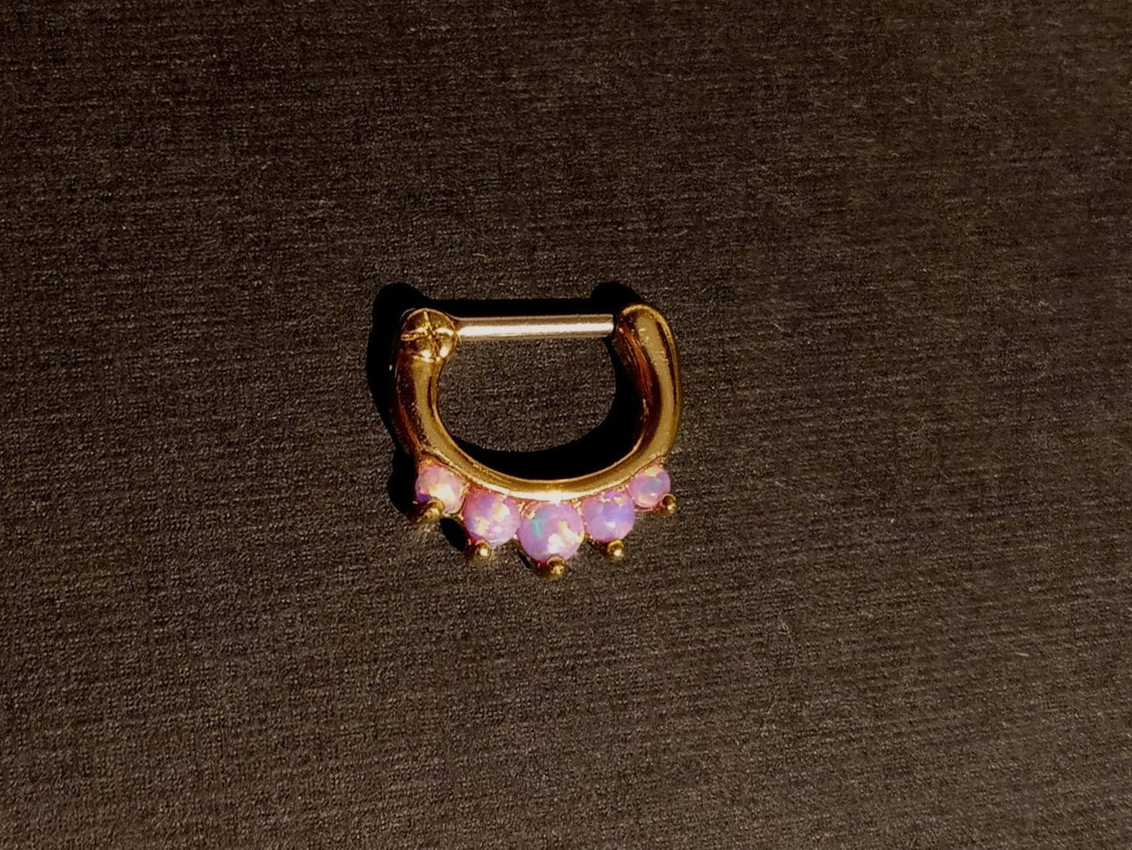 5-Stone Purple Cluster Septum Clicker Ring