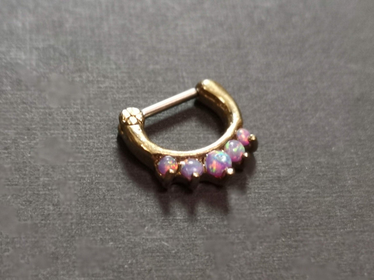 5-Stone Purple Cluster Septum Clicker Ring