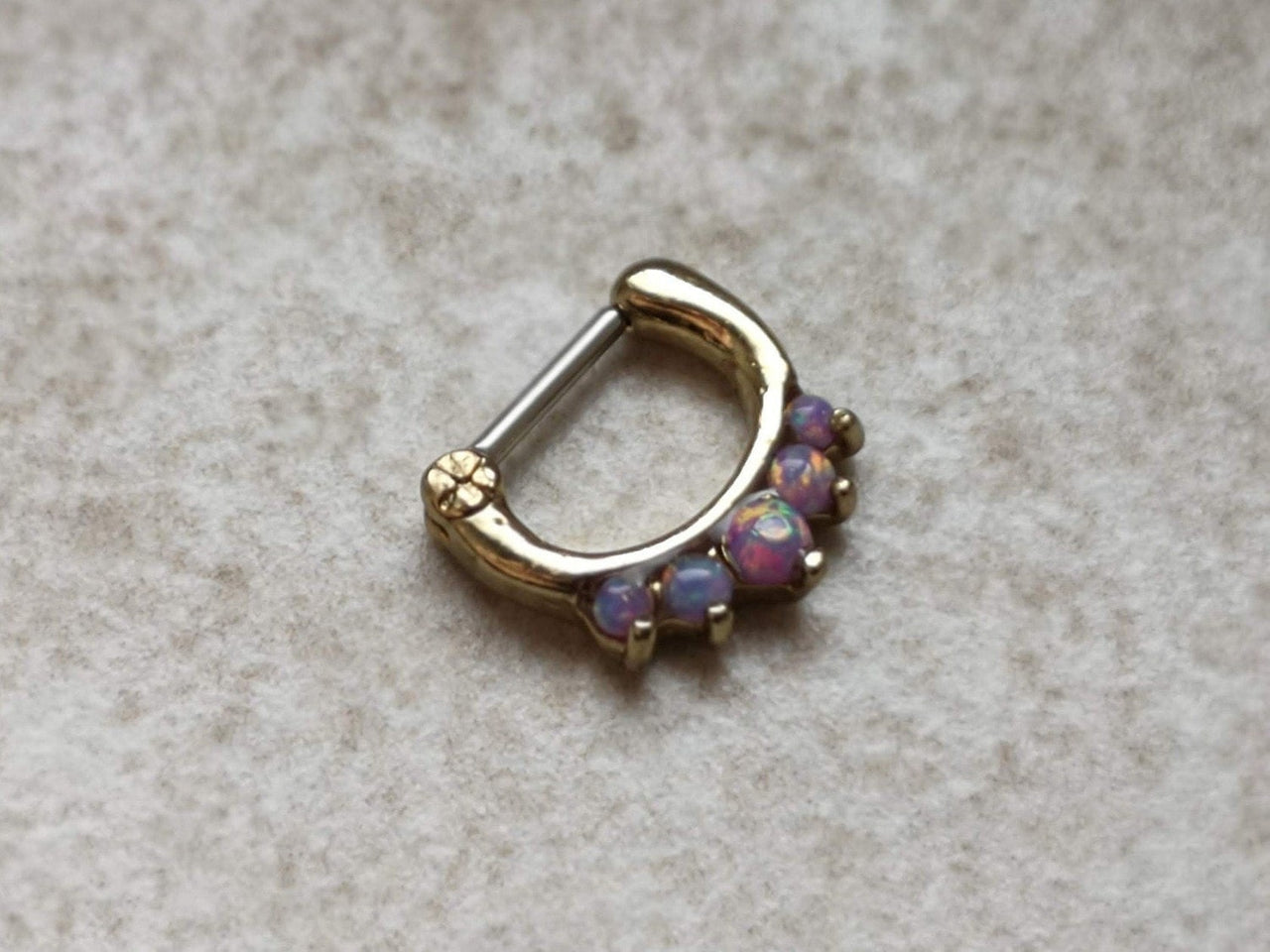 5-Stone Purple Cluster Septum Clicker Ring