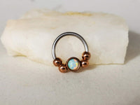 Thumbnail for 2 in 1 Captive Bead Ring with White Opal