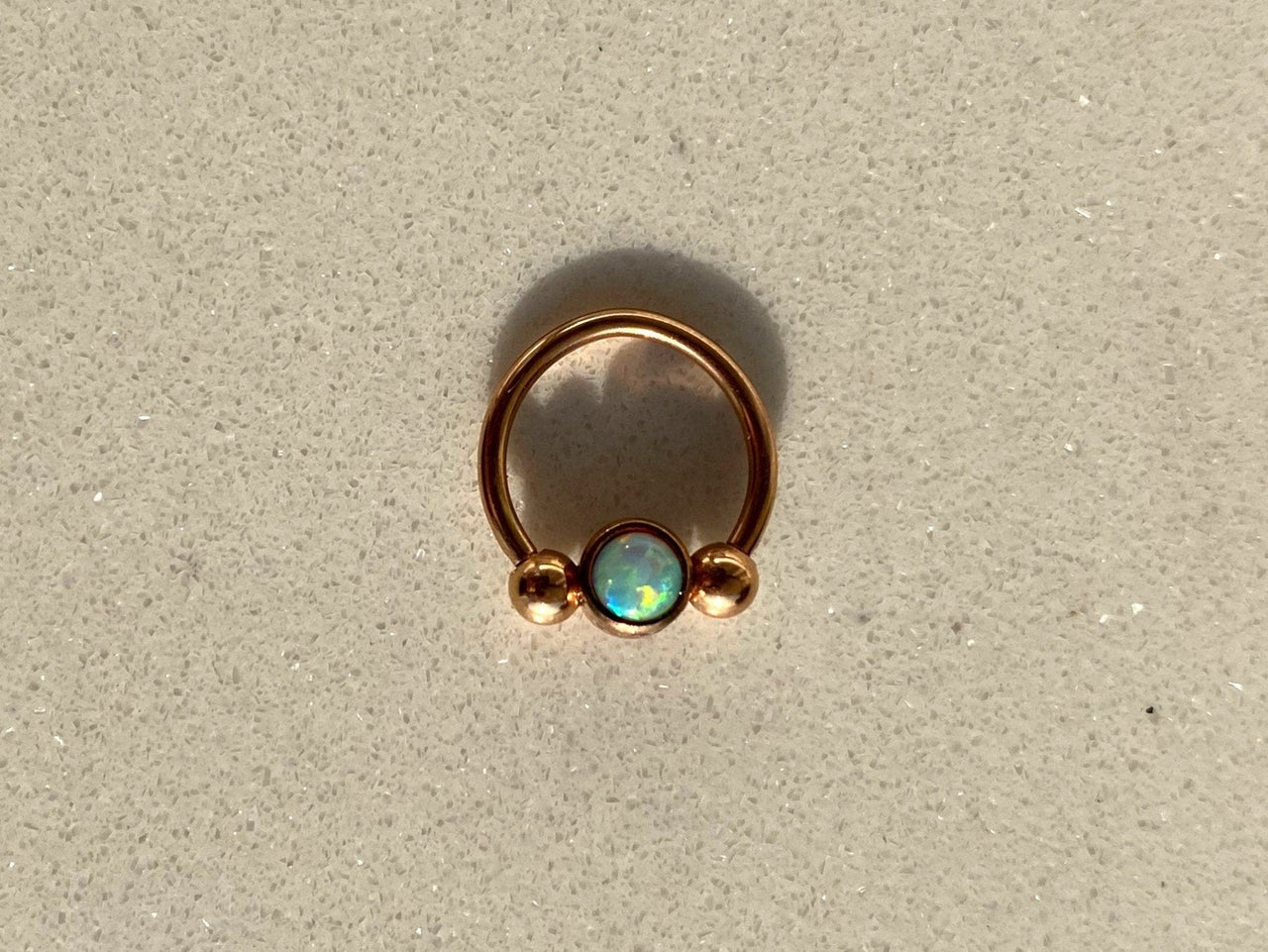 2 in 1 Rose Gold Captive Bead Ring with White Opal