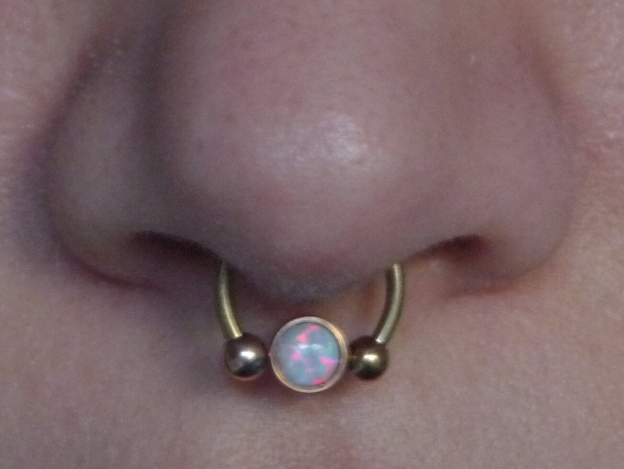 2 in 1 Rose Gold Captive Bead Ring with White Opal