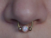 Thumbnail for 2 in 1 Rose Gold Captive Bead Ring with White Opal