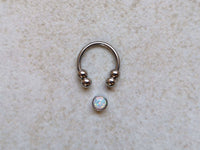 Thumbnail for 2 in 1 Silver Captive Bead Ring with White Opal