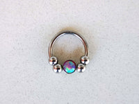 Thumbnail for 2 in 1 Silver Captive Bead Ring with Purple Opal