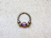 Thumbnail for 2 in 1 Silver Captive Bead Ring with Purple Opal