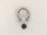 Thumbnail for 2 in 1 Silver Captive Bead Ring with Black Opal