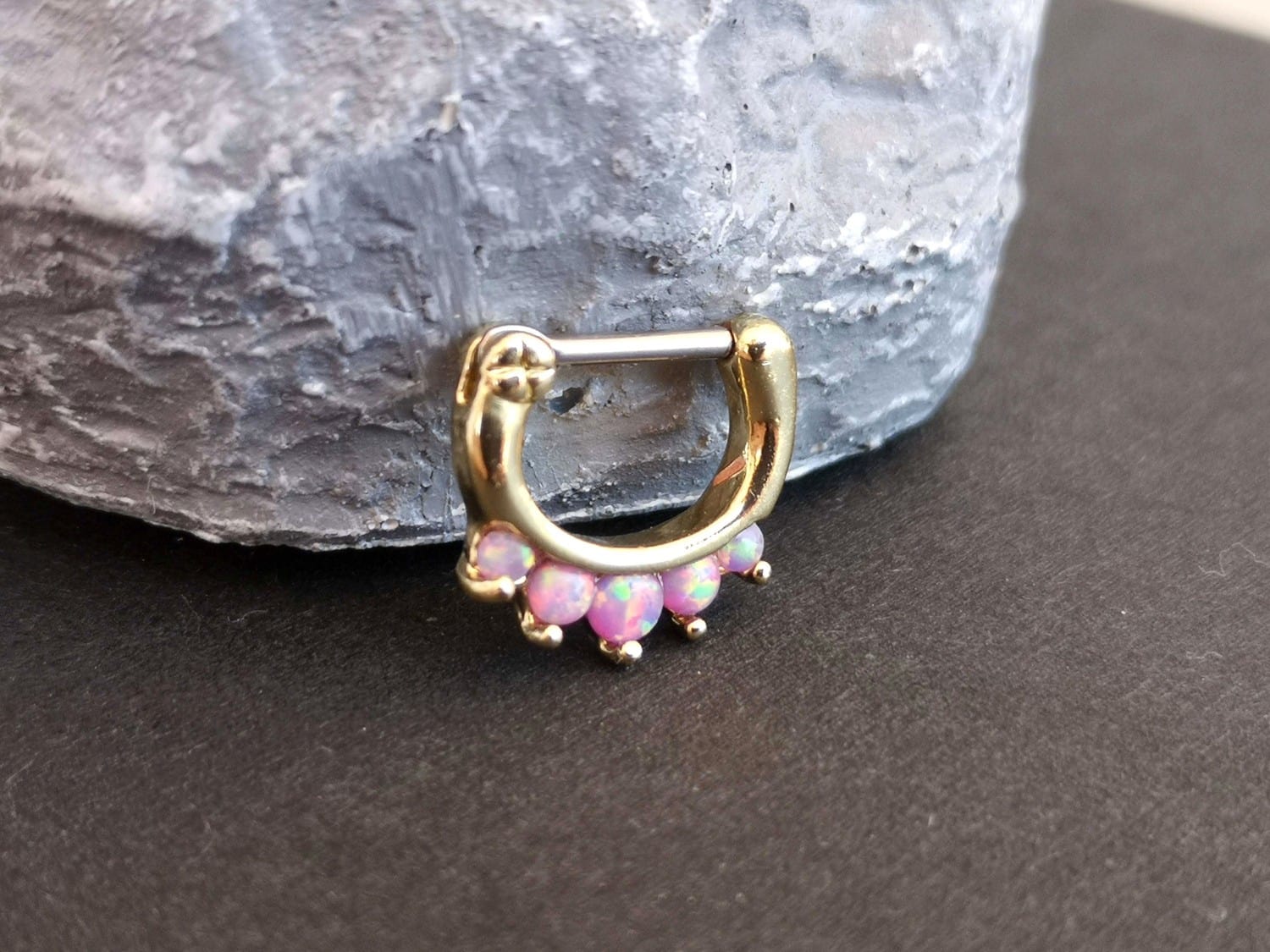 5-Stone Purple Cluster Septum Clicker Ring