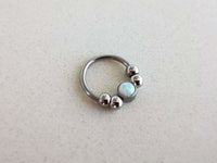 Thumbnail for 2 in 1 Silver Captive Bead Ring with White Opal