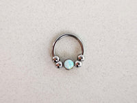 Thumbnail for 2 in 1 Silver Captive Bead Ring with White Opal