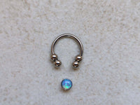 Thumbnail for 2 in 1 Silver Captive Bead Ring with Blue Opal