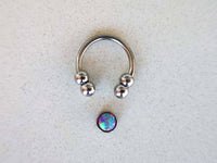 Thumbnail for 2 in 1 Silver Captive Bead Ring with Purple Opal