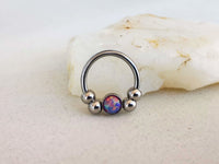 Thumbnail for 2 in 1 Silver Captive Bead Ring with Purple Opal