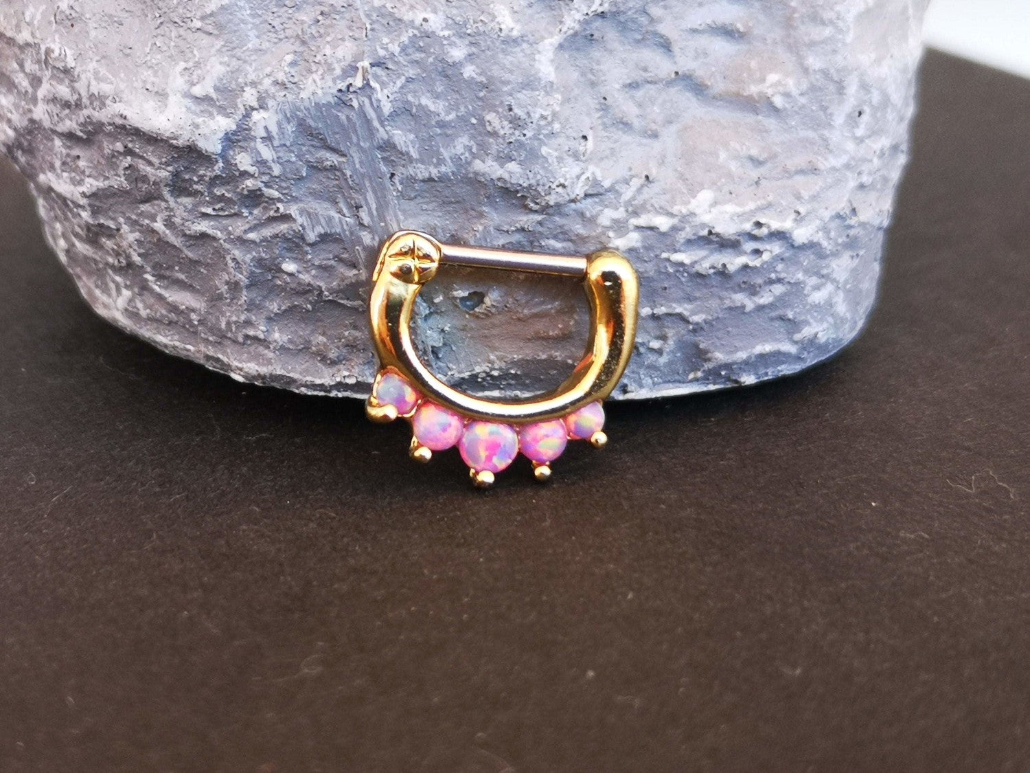 5-Stone Purple Cluster Septum Clicker Ring