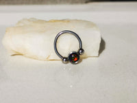 Thumbnail for 2 in 1 Silver Captive Bead Ring with Black Opal