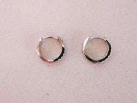 Thumbnail for 2 Pairs of Shiny Sterling Silver Earrings with 2 Rows of CZ Crystals